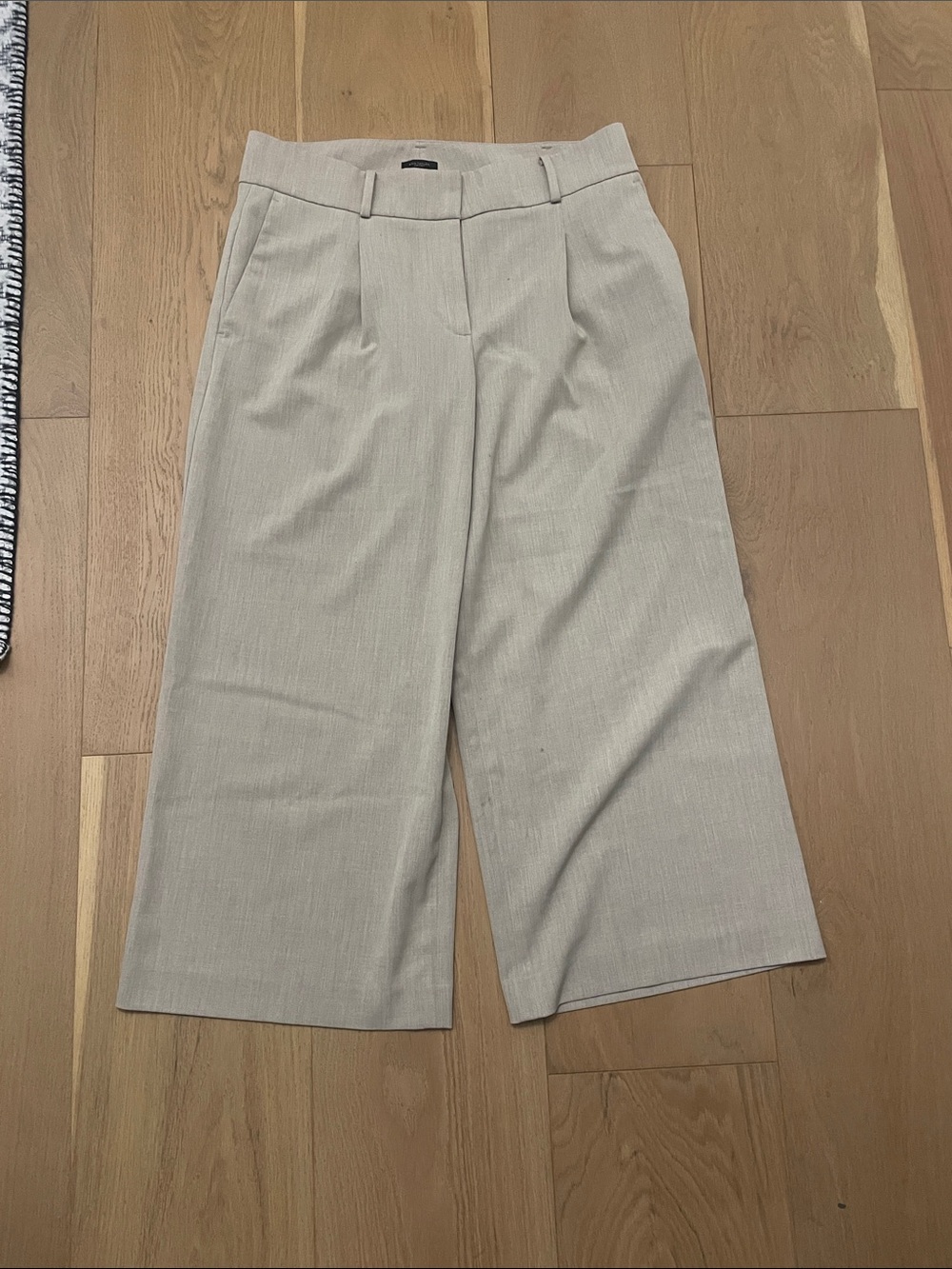 Ann Taylor Wide-Leg Cropped Trousers - Light Cream
